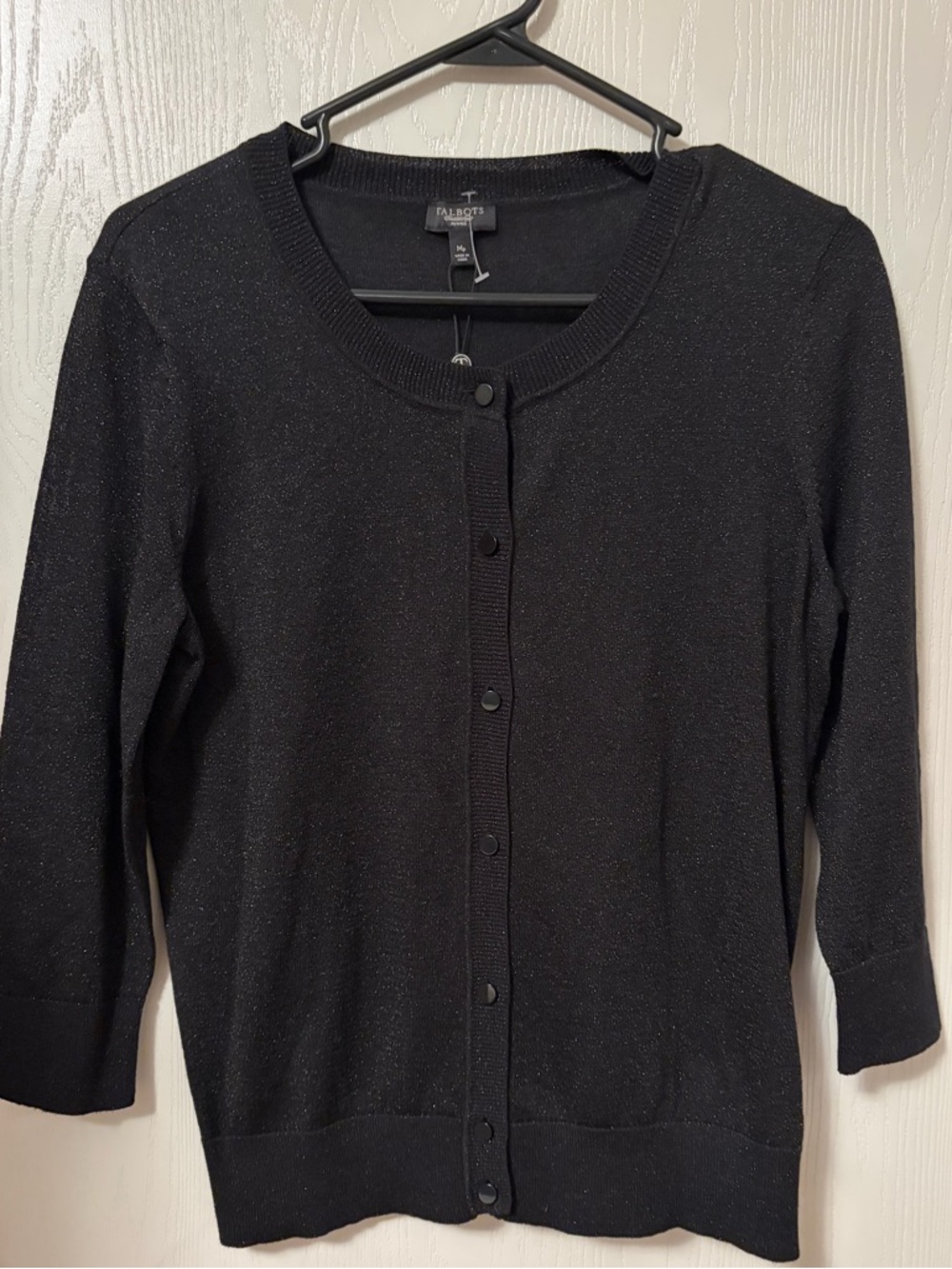 NWT TALBOTS Black Metallic Sparkle Cardigan Size Medium Petite